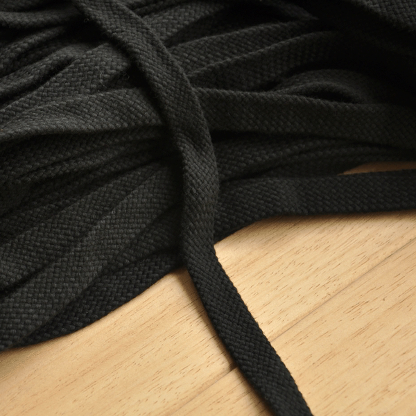 1.5cm黑色棉绳束口绳子 扁平绳 棉绳 包边绳批发 1.2元/米