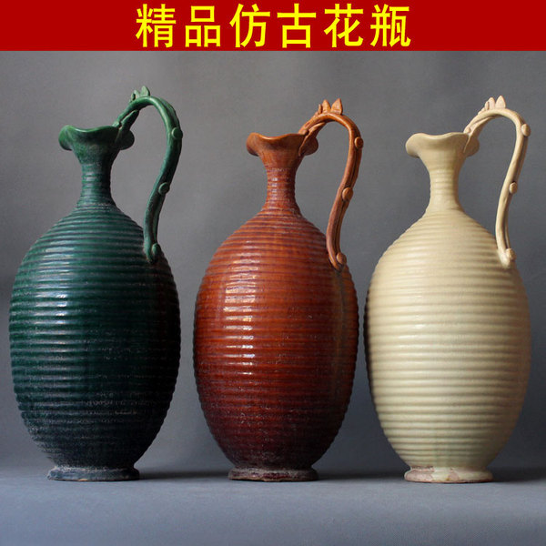 洛阳唐三彩仿古做旧经典传统瓷器花陶器摆件工艺品家居装饰品