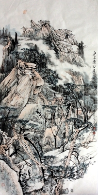 名人书画陈玉圃四尺中堂手绘山水图真迹精品国画书房客厅挂画收藏