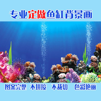 鱼缸背景高清定制画贴纸图热带鱼水族箱装饰造景海底世界壁纸背景