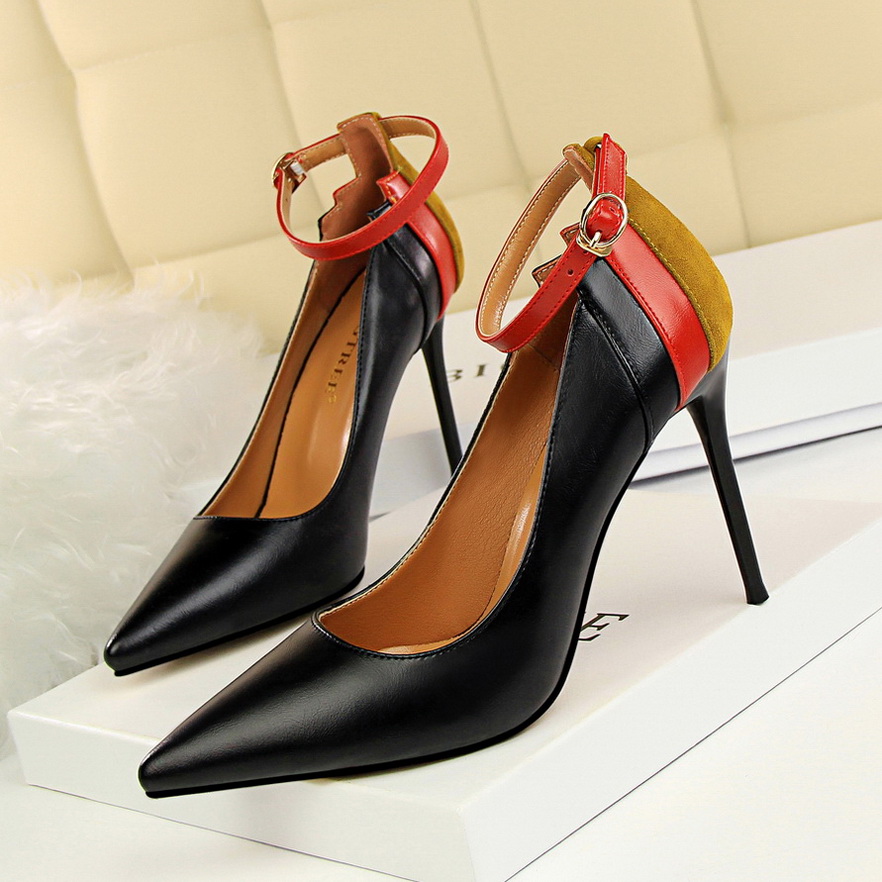 9219-9 European and American wind sexy club for women’s shoes high-heeled shoes high heel with lighter color pointed to 