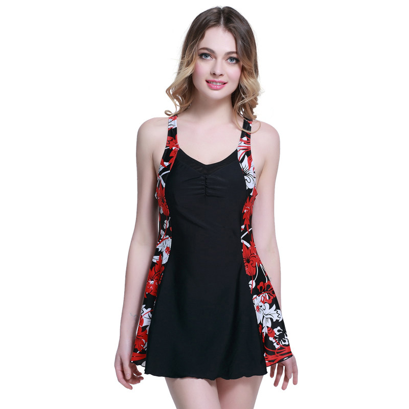 hosa浩沙泳衣专柜正品女泡温泉游泳衣连体裙式聚拢显瘦111111109