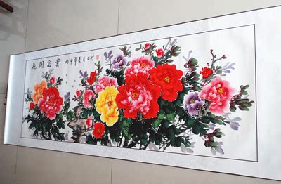 画家纯手绘国画牡丹 六尺花开富贵图 客厅装饰字画 已装裱