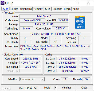 xeon 至强e5-2697 v4 秒e5-2699 18核36线程 2.2g 编号qh26 cpu