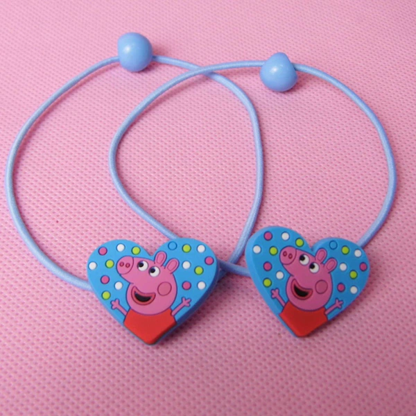 原装费雪peppapig粉红猪小妹发夹佩佩女童头饰礼物心形发绳促销