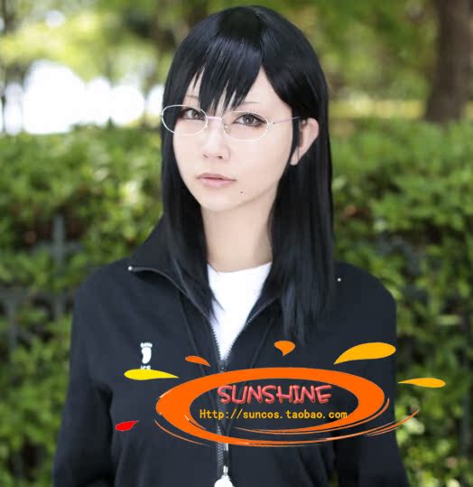 suncos 排球少年!清水洁子 自然黑色包脸cosplay动漫假发