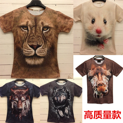 标题优化:动物图案男3DT恤女个性创意半袖3d立体印花t恤短袖林弯弯桖夏季夏