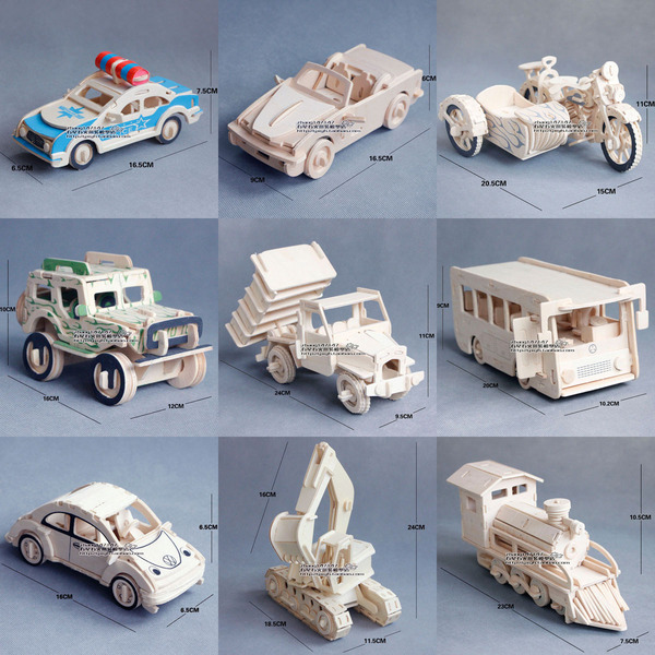 木质拼装模型 diy组装创意礼物仿真木头手工汽车模型车儿童玩具车