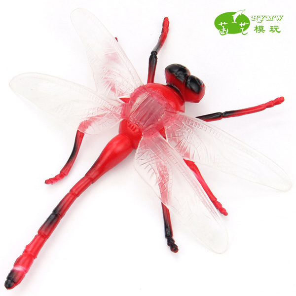 仿真蜻蜓模型环保塑胶昆虫动物红蜻蜓儿童玩具认知早教道具装饰