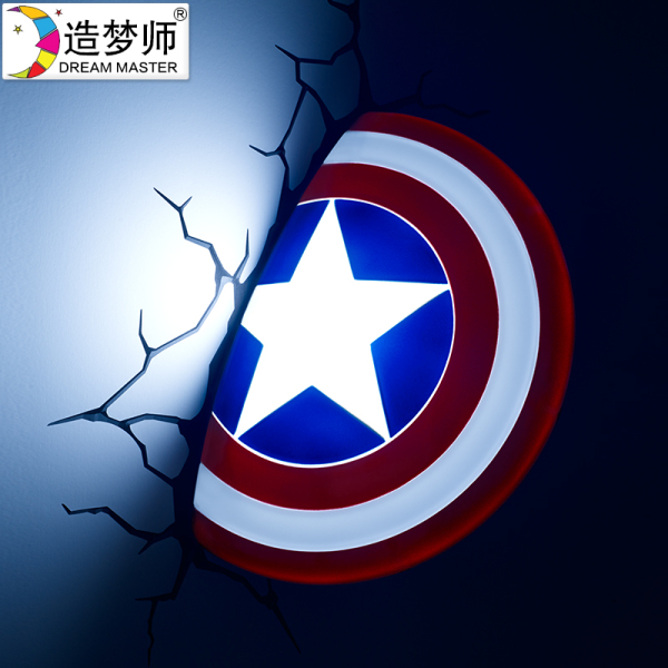 造梦师系列出品漫威marvel复仇者联盟美国队长盾牌3d创意夜壁灯