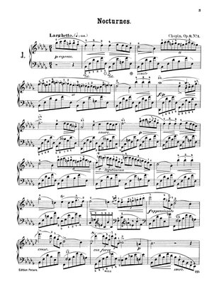 11142肖邦 第1号夜曲 降b小调夜曲 钢琴谱 op.9,no.1