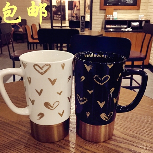 星巴克杯子2015中秋桃心马克杯蜜意牛奶巧克力马克杯子对杯情侣杯