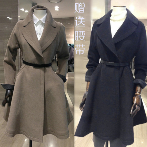 2 015 осенью и зимой высокого класса пользовательских талии шерстяное пальто женщина шерстяной куртки пальто и длинные участки шерстяной пальто женский ход