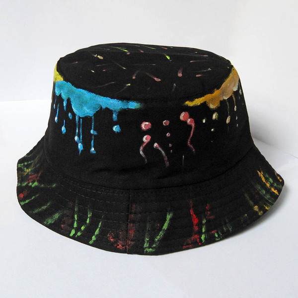 盆帽渔夫帽男女通用时尚手绘个性帽子原创彩绘韩版精品帽