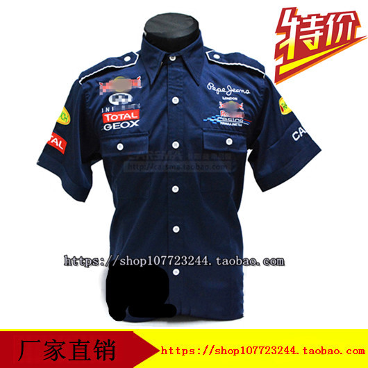 批发f1赛车服红2车队赛车服夏装 一件可代发货 现货 外贸原单c100