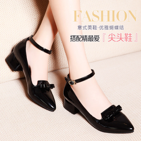 莫蕾蔻蕾2014秋季新款尖头鞋性感低跟方跟时尚蝴蝶结女鞋9921-1