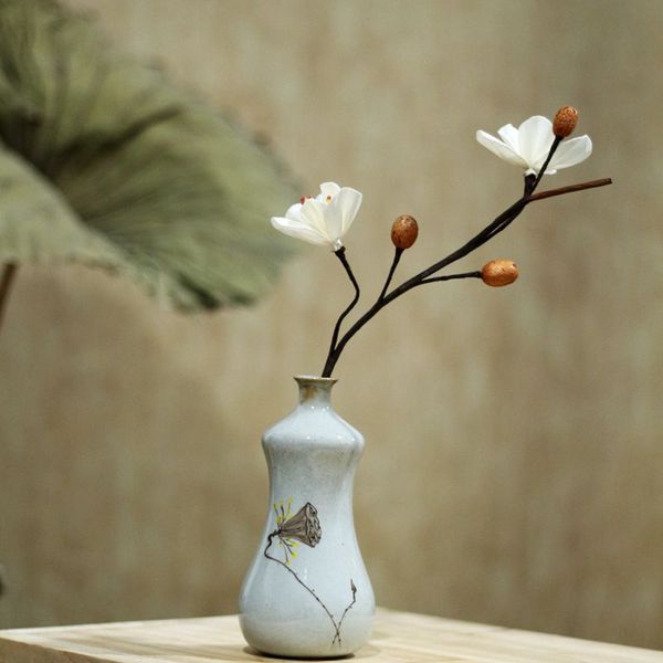 干花套装 陶瓷小花瓶客厅茶艺台面家居摆件插花拍摄道具装饰