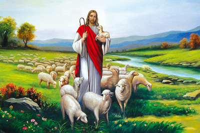 耶稣牧羊海报基督教壁画耶稣宗教信仰贴墙画可提供图片订做41