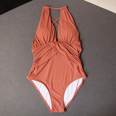 2018新款遮肚显瘦艳爆网红小胸聚拢性感挂脖露背温泉连体游泳衣女-淘宝网