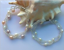 天然淡水珍珠花式手链5-6MM强光超低价近无暇养殖混彩