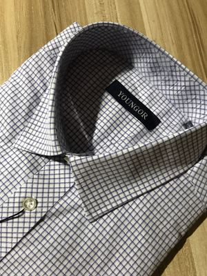 夏装正品雅戈尔男士商务休闲DP全棉 格子短袖衬衫YSDP1