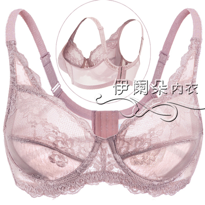 超薄款大码文胸胖mm全罩杯透明内衣女士网纱刺绣性感蕾丝大胸显小-淘宝网