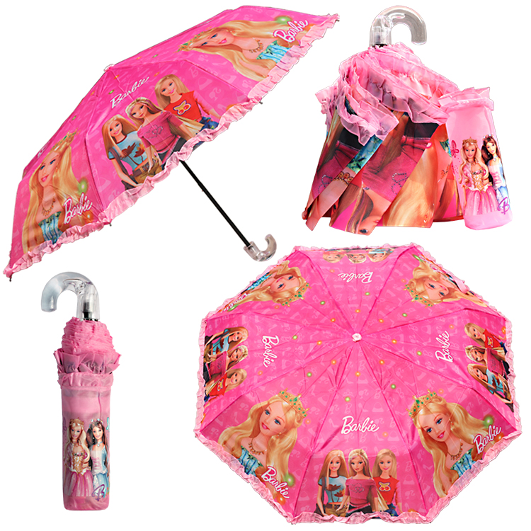 芭比娃娃白雪公主兒童雨傘小學生卡通三折疊傘男女童防曬傘