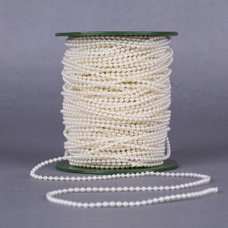 Wholesale Christmas Festival Decoration Material Imitation Pearl round Beads Wired Beads Chain 3mm Cotton Thread Pearl Beads String 