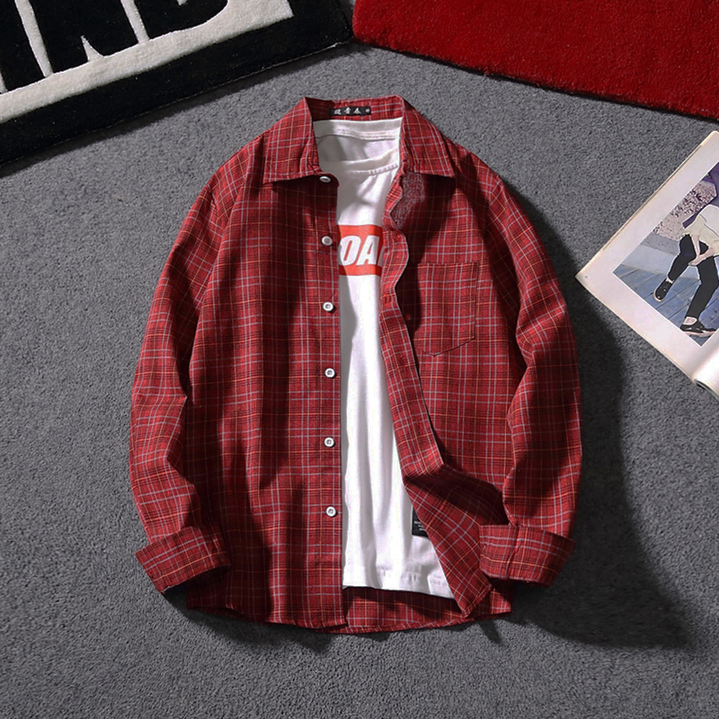 printemps japonais rétro-chic tendance des hommes à rayures chemise à carreaux pour hommes automne version coréenne de casual slim fit chemise à manches longues printemps japonais rétro-chic tendance des hommes à rayures chemise à carreaux pour hommes automne version coréenne de casual slim fit chemise à manches longues
