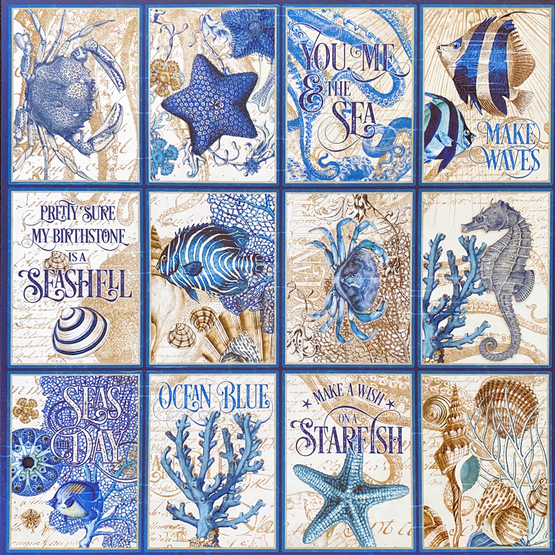 Junkjournal Retro Journal Stickers Decorative Vintage Journal Sticker Material Blue Ocean