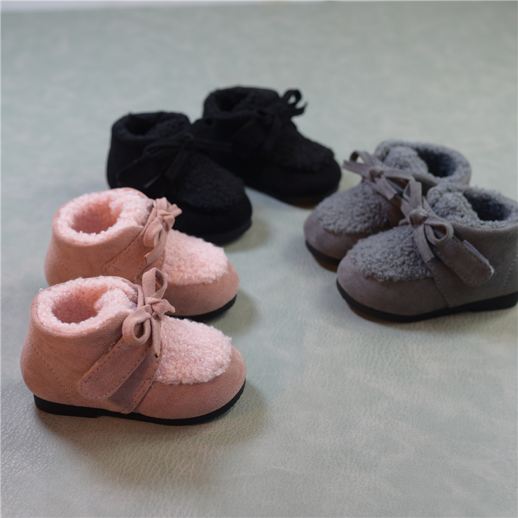 秋鼕季女寶寶學步鞋軟底0-1歲3女童公主短靴加絨6-12個月嬰兒棉鞋