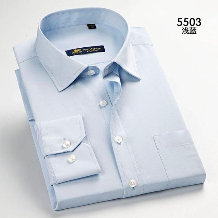 paul joan poèmes de printemps et d'automne classique de non-fer à manches longues t-shirt des hommes de vêtements de robe de carrière équipée shirt plaine de la lumière bleue paul joan poèmes de printemps et d'automne classique de non-fer à manches longues t-shirt des hommes de vêtements de robe de carrière équipée shirt plaine de la lumière bleue