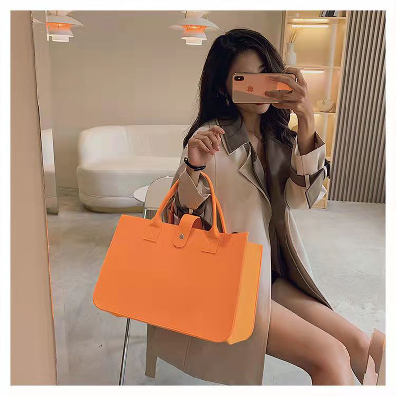 New Handbag Women's Handbag Shopping Bag Large Capacity Open Fashion Felt Hand Bag Shopping Bag Customization