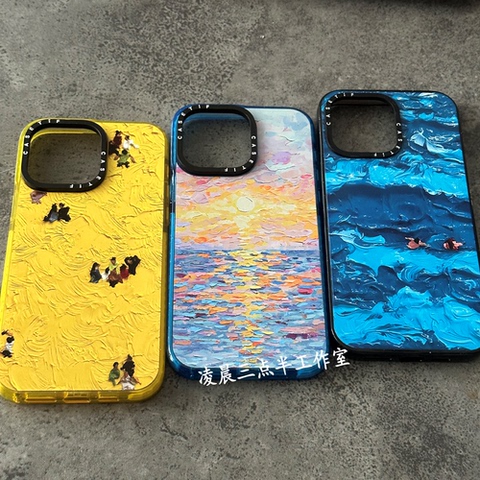 CASET Artsy Oil Painting Sunset 15, 14, 13, 12, 11 iPhone Case