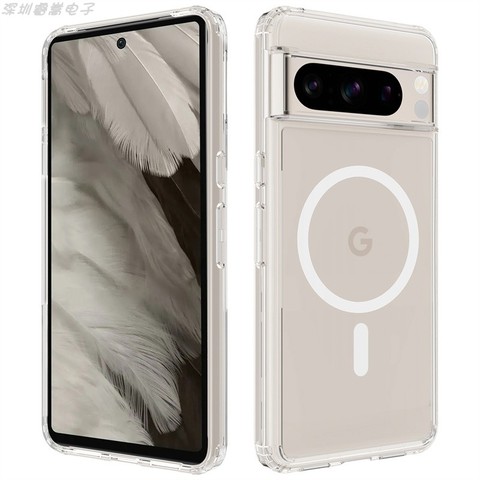 Transparent Clear TPU+PC Scratch Resistant Airbag 4 Corner Shock Absorbing Magsafe Magnetic 8, 8 Pro Google Pixel Phone Case