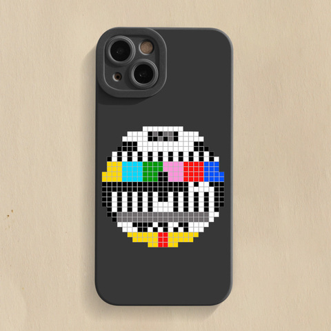 Retro Vintage Analog TV Signal Illustration Matte Silicone TPU 15, 14, 13, 12, 11 iPhone Case
