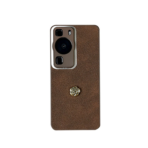 Brown — Flower Stud Leather High End Premium P60, P60 Pro, P60 Art, P50, P50 Pro Phone Case