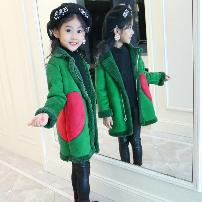 童裝女童秋鼕裝2017新款韓版女中大童兒童加絨加厚洋氣小女孩外套