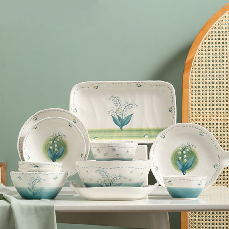 listening wind ceramic bowl household ceramic tableware rice bowl soup bowl noodle bowl underglaze moving bowl plate