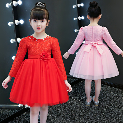 标题优化:新款儿童礼服女童公主裙秋装季长袖宝宝蓬蓬蕾丝裙中大童连衣裙子
