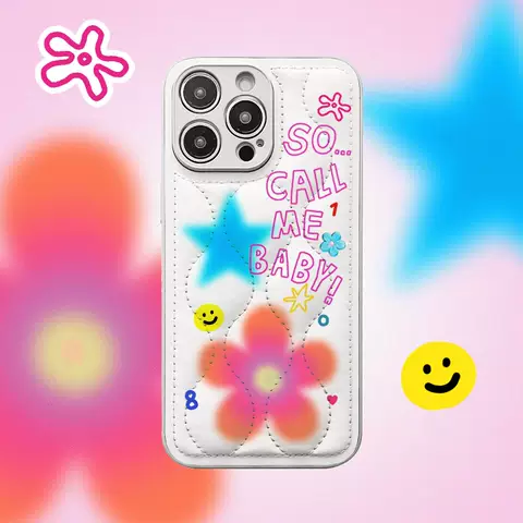 So Call Me Baby New Girls Phone Cases Covers Puffy Puffer Down Flower Power Trendy Fashionable iPhone 14, iPhone 13, iPhone 12