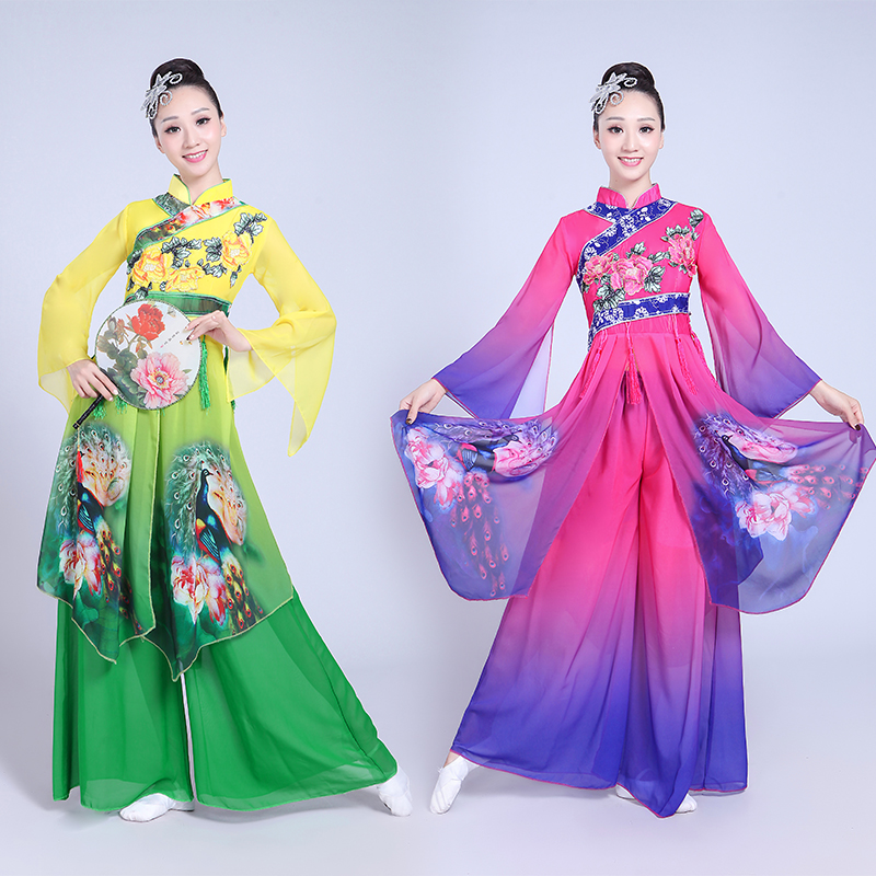 古典舞演出服女2017新款成人飄逸中國風秧歌服扇子舞民族舞蹈服裝