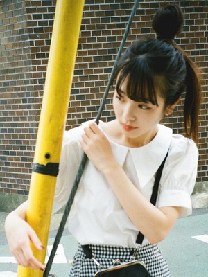 拼手速~横田真悠合作款 18夏 软萌彼得潘尖领 泡泡短袖纯