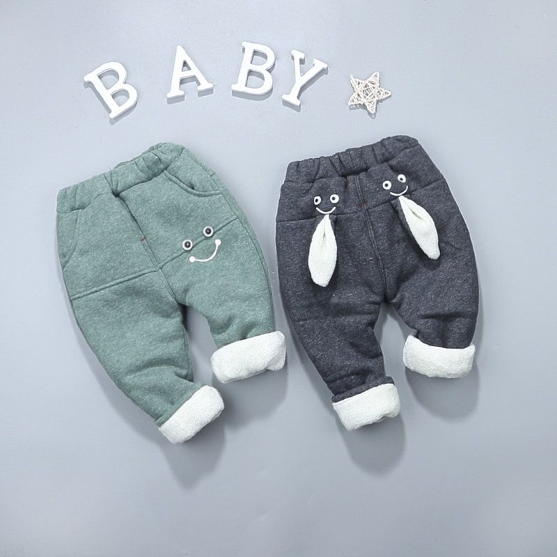 寶寶加絨棉褲1-3歲嬰兒鼕裝男童加厚長褲兒童燈芯絨褲子女休閑褲