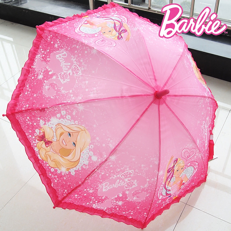 正品芭比兒童雨傘 全自動直柄傘長傘 晴雨傘 女童學生雨傘19寸
