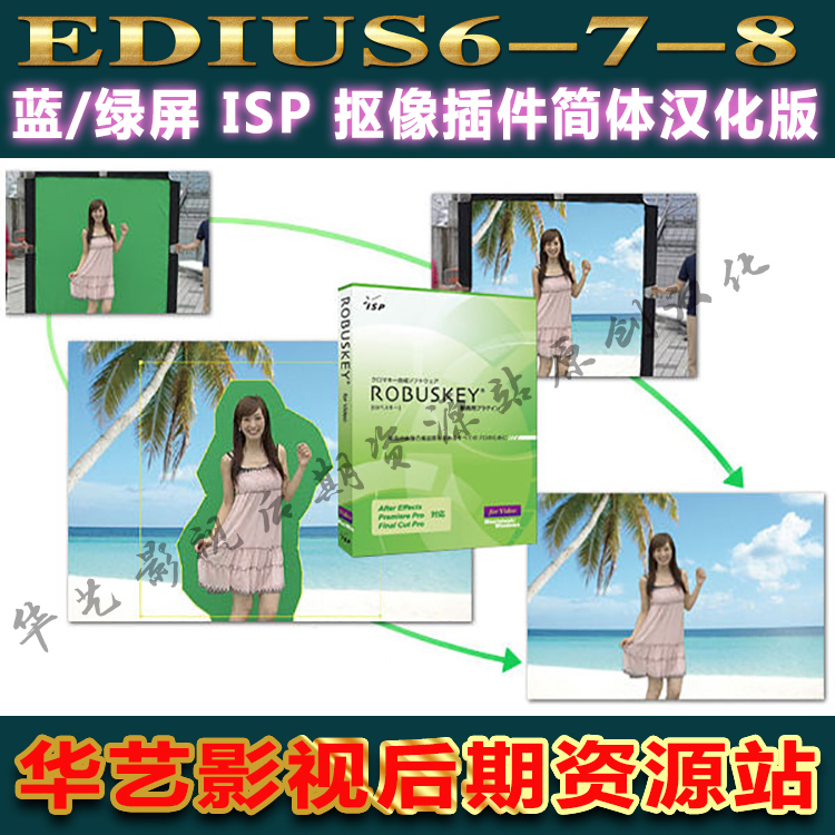 EDIUS6/7/8抠像插件ISP ROBUSKEY蓝屏绿屏背景抠像汉化版