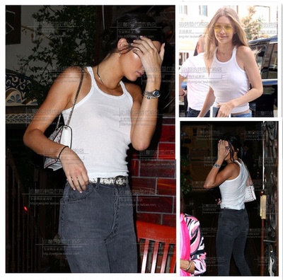 kendall Jenner GIGI等明星同款RE/DONE弹力罗纹背心 美国制造-淘宝网