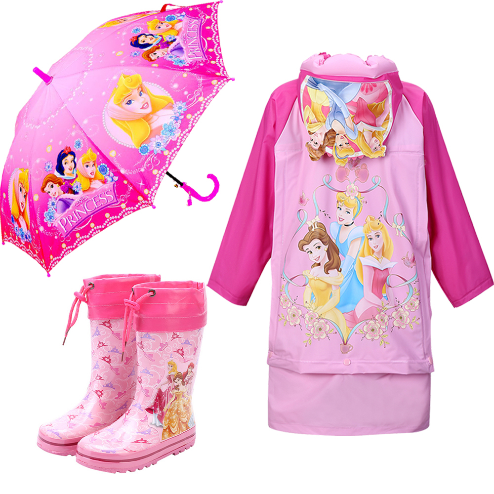 寶寶兒童雨衣雨披帶書包位加厚小學生公主雨鞋女童充氣帽檐幼兒園