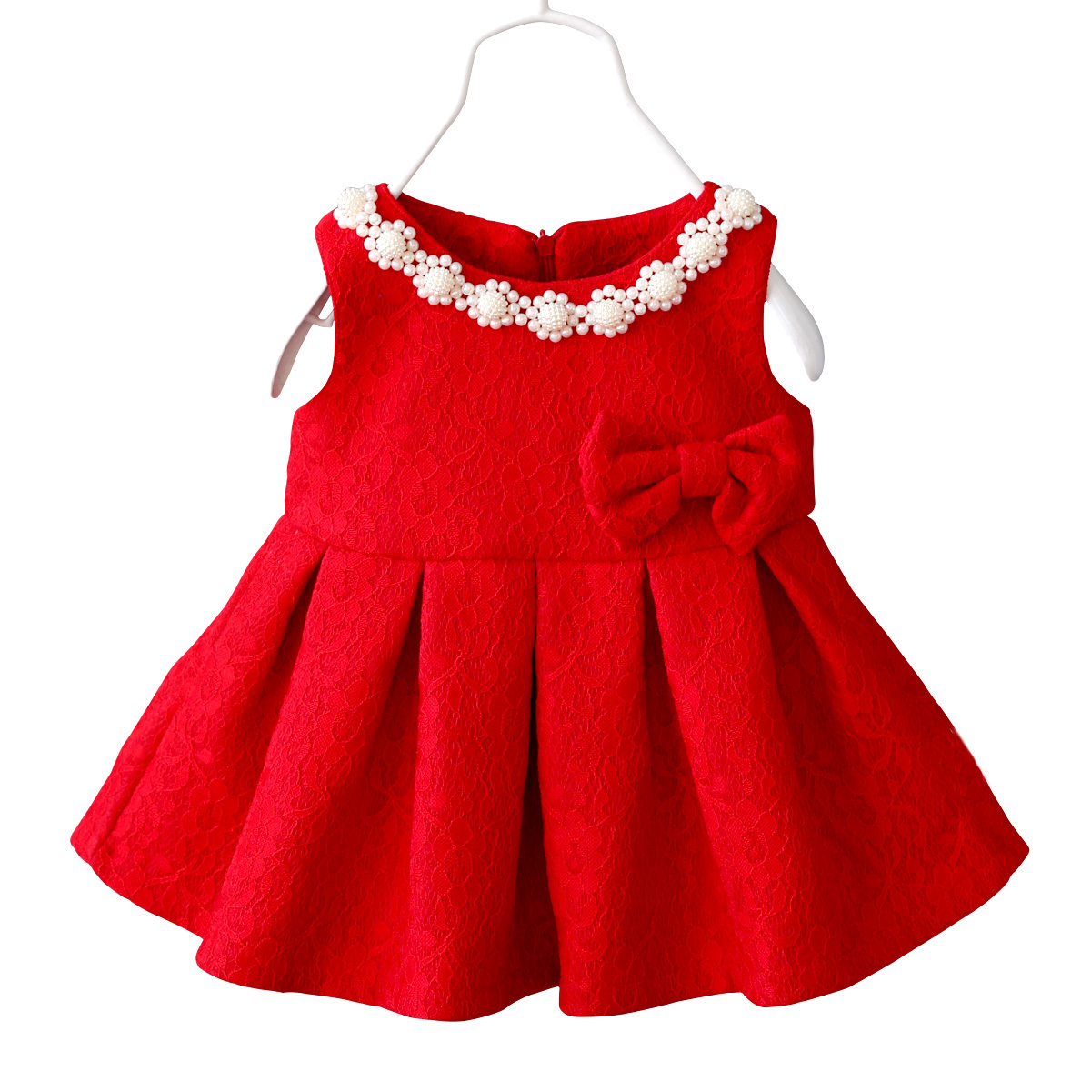 女童秋鼕背心裙連衣裙女寶寶紅色馬甲小童公主裙嬰兒裙子0-1-3歲2