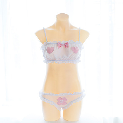 柚梦夏日系可爱木耳边蝴蝶结泳衣cos死库水吊带超薄网纱撩汉情趣-淘宝网